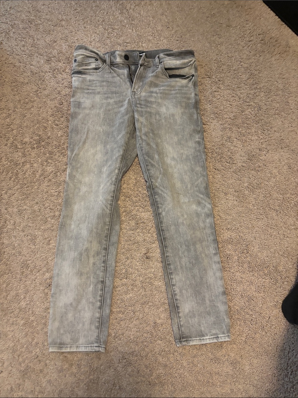 Express Men's Slim Straight Washed Light Gray Jeans